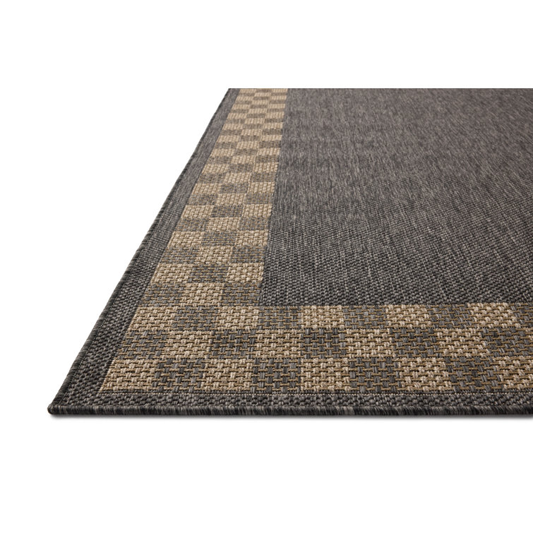 Charcoal and Natural Rectangular Synthetic Indoor/Outdoor Rug 5' x 7'