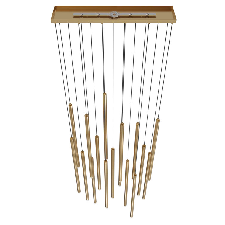 Filmore Antique Brass 17-Light Clustered Pendant with Crystal Accents