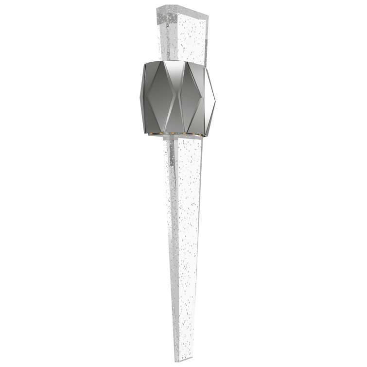 Regal Glacier Diamond-Pattern Nickel Wall Sconce with Crystal Shade