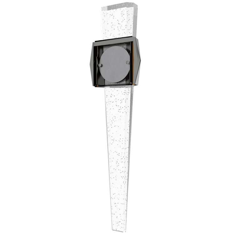 Regal Glacier Diamond-Pattern Nickel Wall Sconce with Crystal Shade