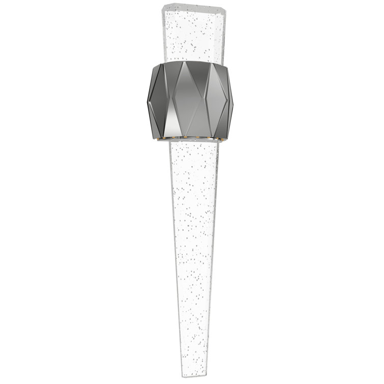 Regal Glacier Diamond-Pattern Nickel Wall Sconce with Crystal Shade