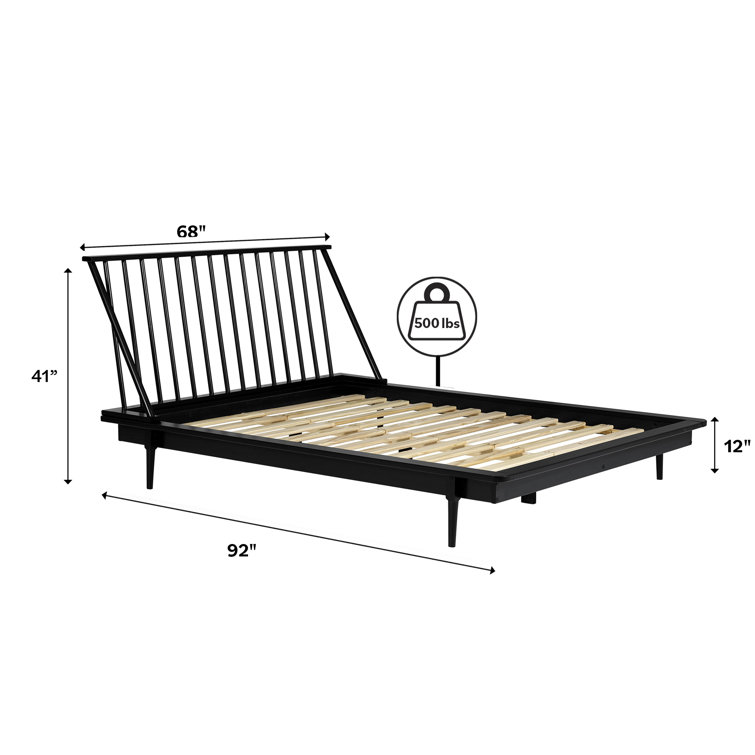 Elegant Queen Pine Spindle Bed with Headboard and Storage Drawer