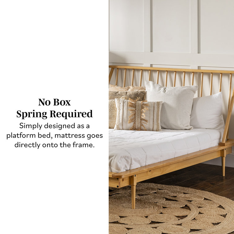 Elegant Queen Pine Spindle Bed with Headboard and Storage Drawer