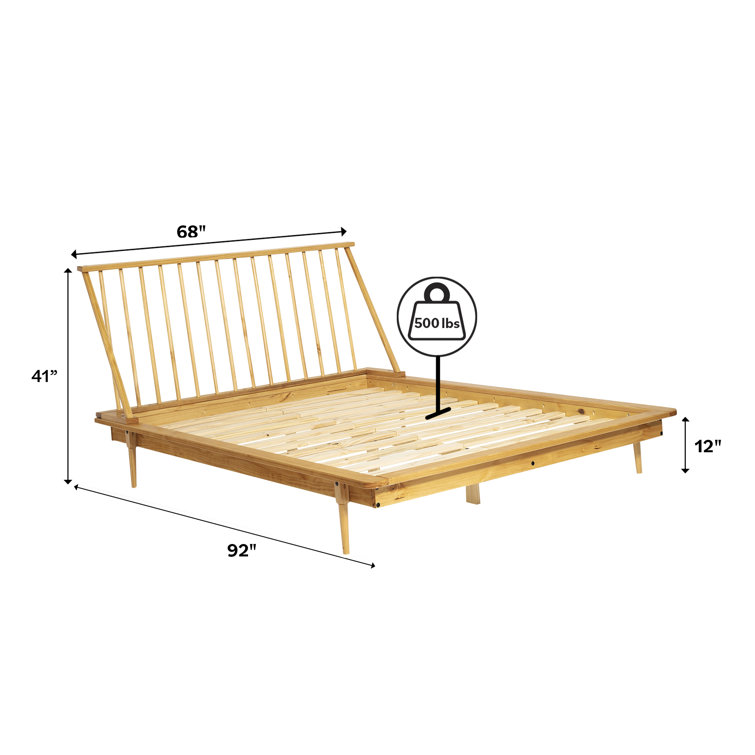 Elegant Queen Pine Spindle Bed with Headboard and Storage Drawer