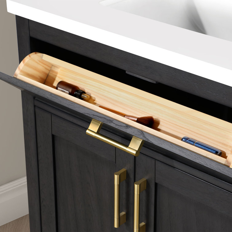 Bailey 30" Matte Black Single Sink Vanity with White Quartz Top