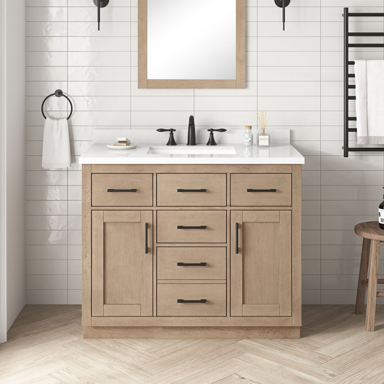 Bailey 42" Sahara Birch Freestanding Bathroom Vanity with Ceramic Sink