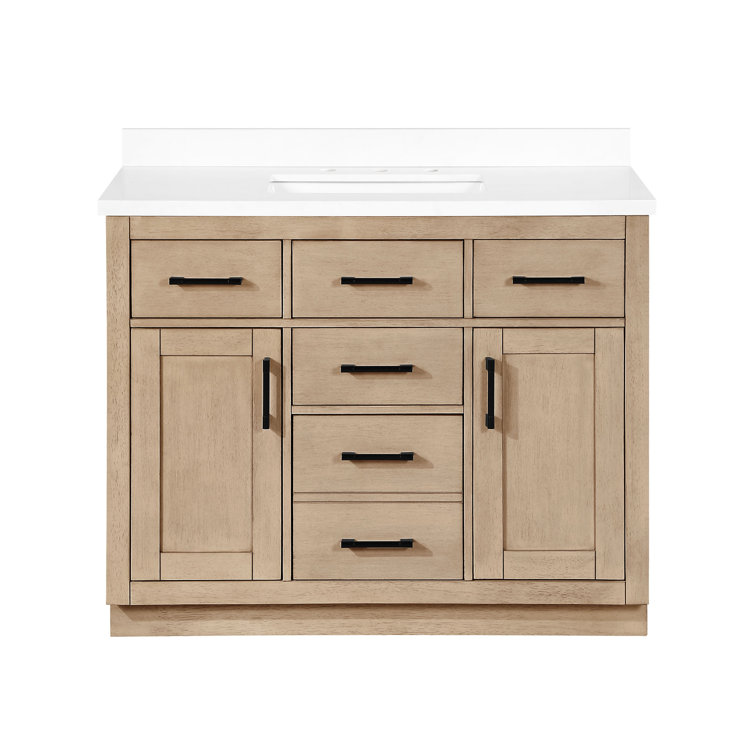 Bailey 42" Sahara Birch Freestanding Bathroom Vanity with Ceramic Sink