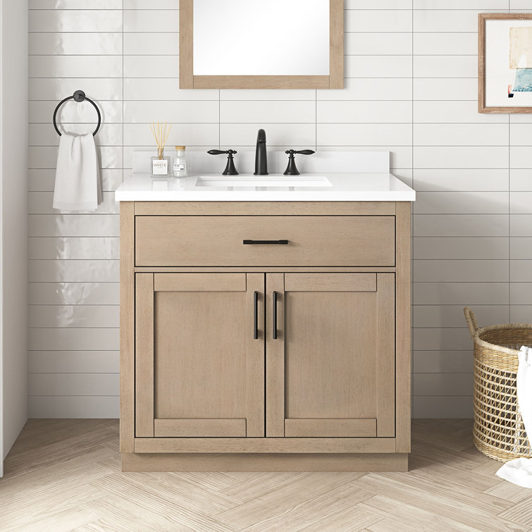 Bailey 36" Sahara Birch Freestanding Single Sink Vanity with Quartz Countertop