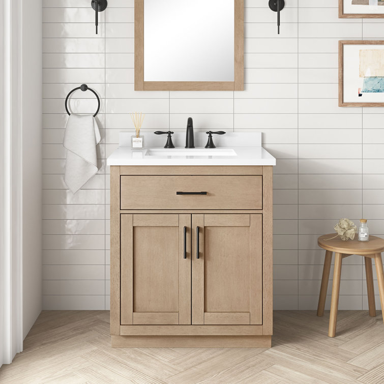 Bailey 30" Sahara Birch Vanity with White Quartz Top