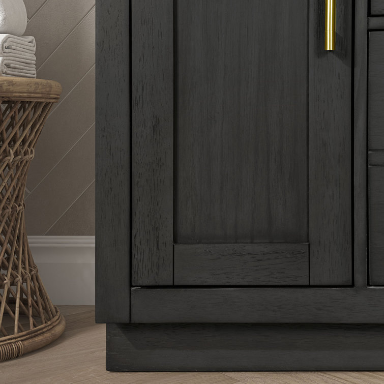 Bailey 42" Matte Black Wood Vanity with White Quartz Top