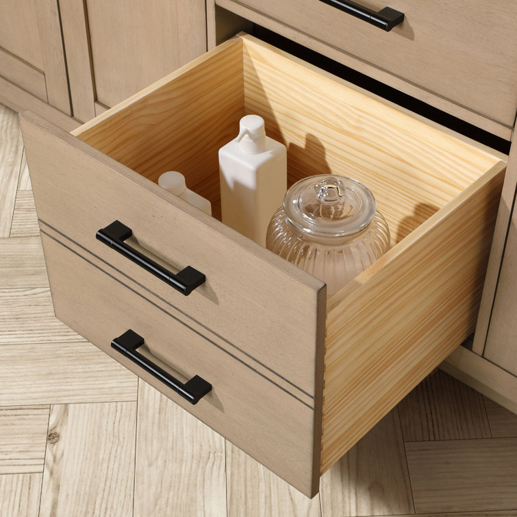 Sahara Birch 60" Double Freestanding Bathroom Vanity with Ceramic Sink