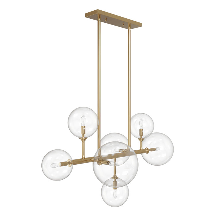 Aged Brass 40" Clear Glass Globe 7-Light Chandelier