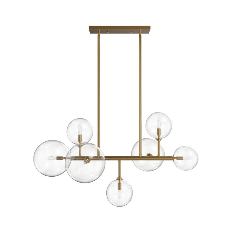 Aged Brass 40" Clear Glass Globe 7-Light Chandelier