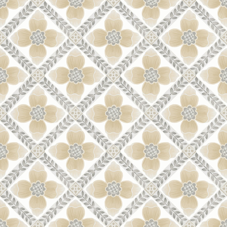Mimi Neutral Quilted Floral Peel and Stick Wallpaper Roll