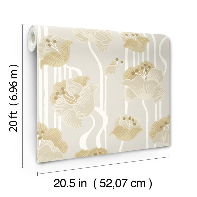 Shirley Beige and Gold Floral Peel and Stick Wallpaper