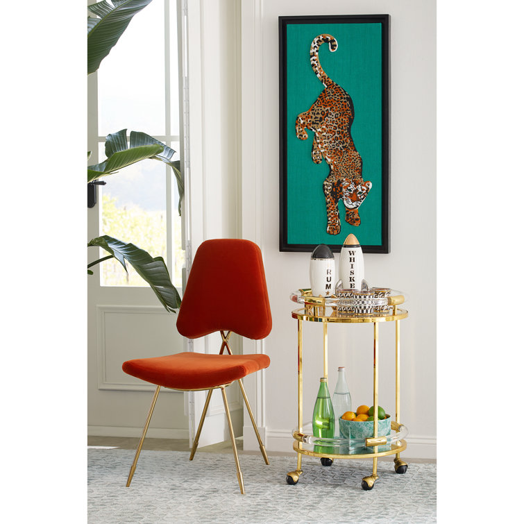 Hand-Beaded Leopard Wall Art with Black Frame