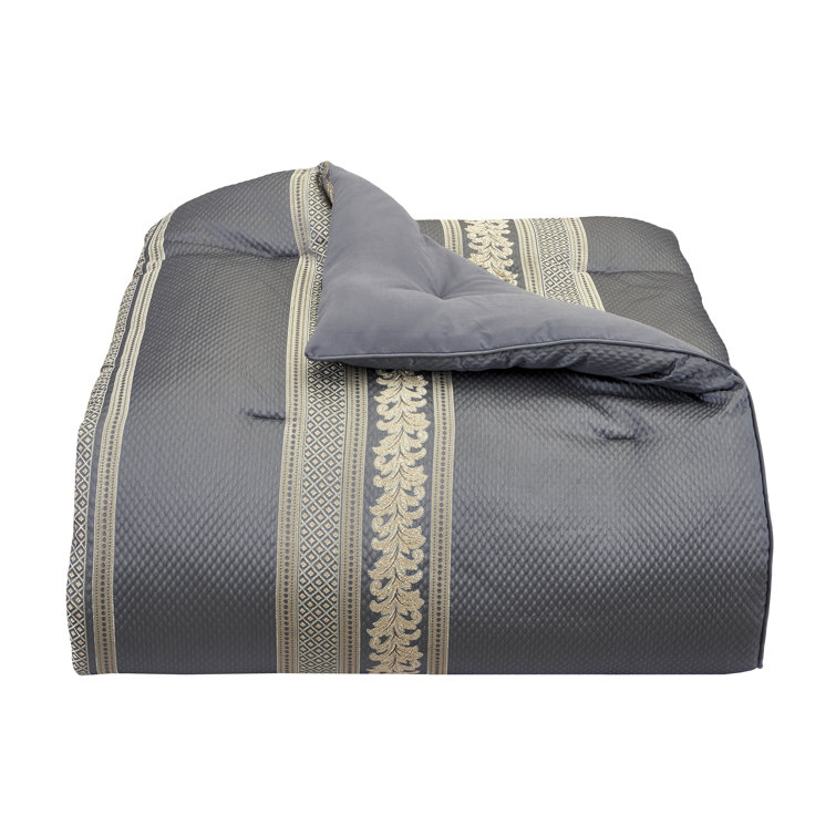 California King French Blue Jacquard Bedspread Set with Edge Embellishment