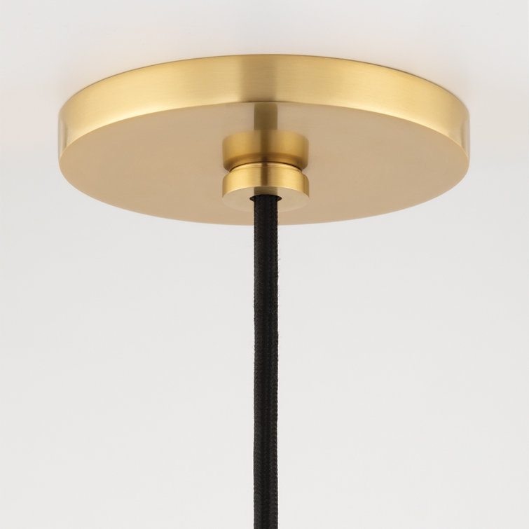 Elegant Scalloped Edge Linen & Aged Brass 20" Pendant Light