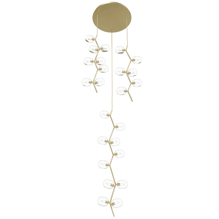Hampton Elegance 24-Light Brass Globe LED Chandelier with Clear Glass