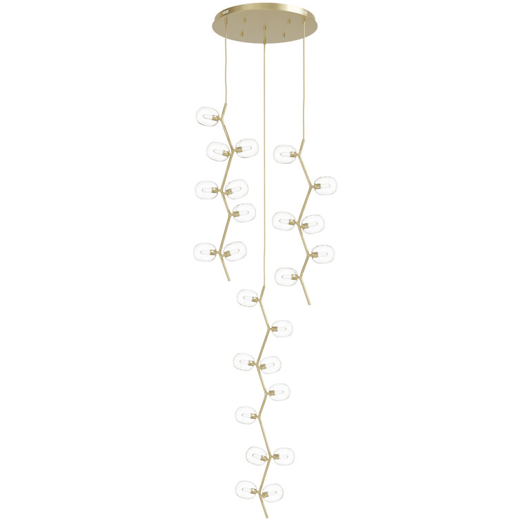 Hampton Elegance 24-Light Brass Globe LED Chandelier with Clear Glass