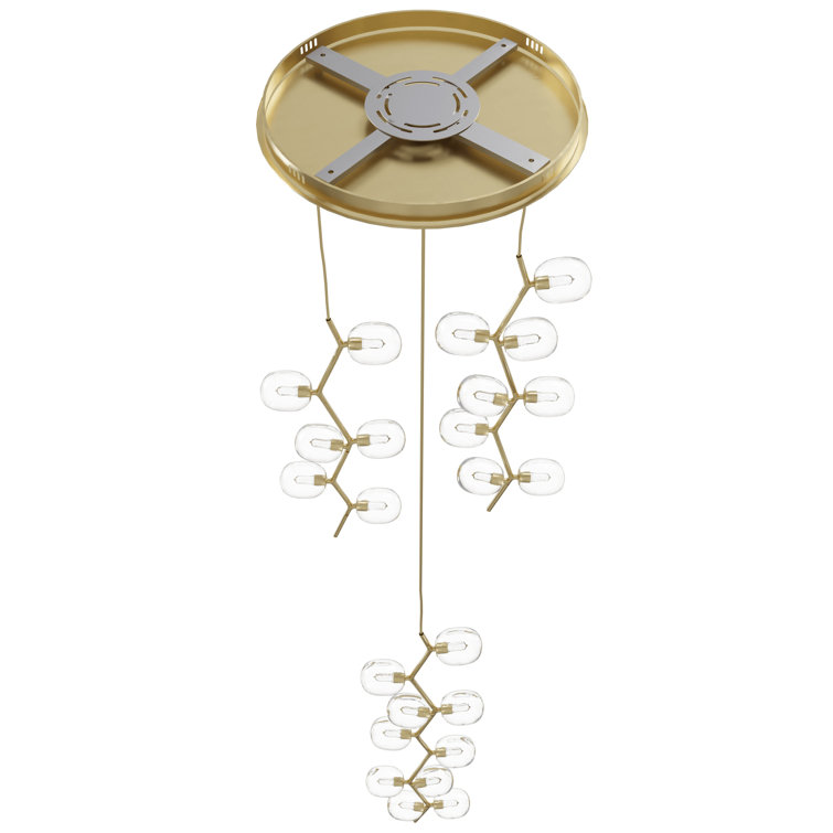 Hampton Elegance 24-Light Brass Globe LED Chandelier with Clear Glass