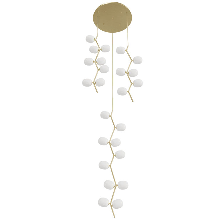 Elegant Hampton 72'' Brass Globe Multi-Light Pendant with White Glass