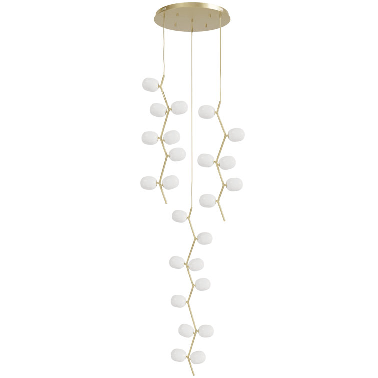 Elegant Hampton 72'' Brass Globe Multi-Light Pendant with White Glass