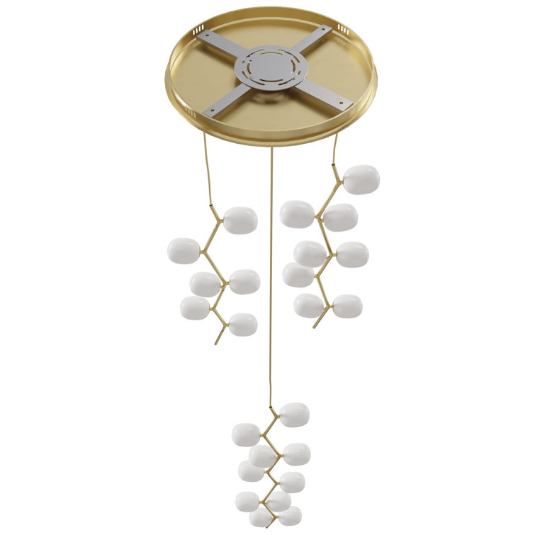 Elegant Hampton 72'' Brass Globe Multi-Light Pendant with White Glass