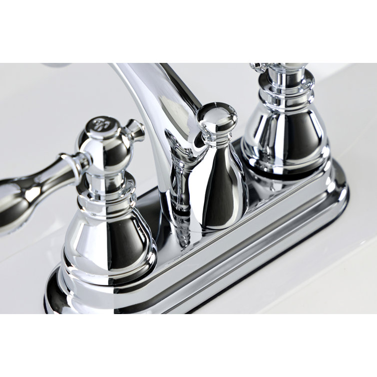 Polished Chrome Victorian Style 4" Centerset Bathroom Faucet