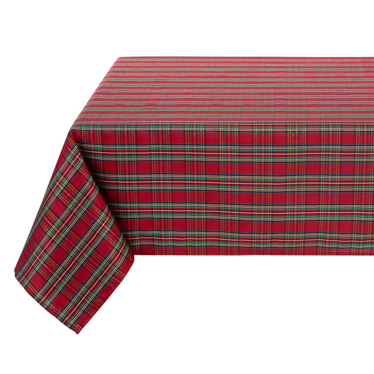 Red and Green Plaid Rectangular Holiday Tablecloth