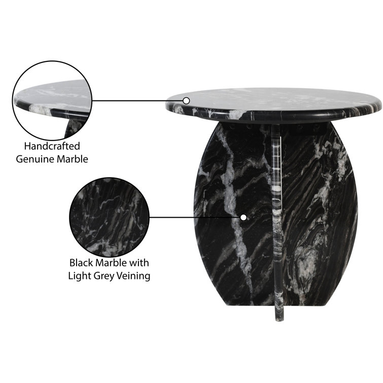 Black Marble Round Pedestal Accent Table