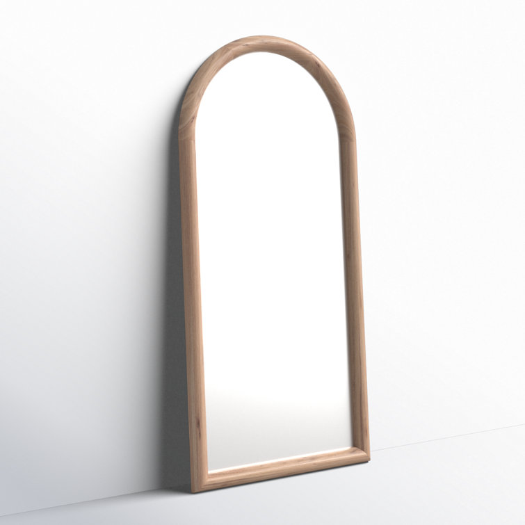 Elegant Full-Length Whitewash Acacia Wood Rectangular Mirror