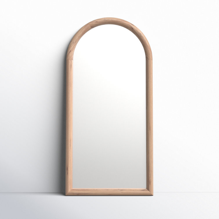 Elegant Full-Length Whitewash Acacia Wood Rectangular Mirror