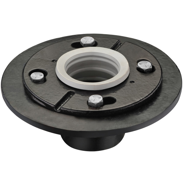 Black Cast Iron Shower Drain Base with Rubber Fitting