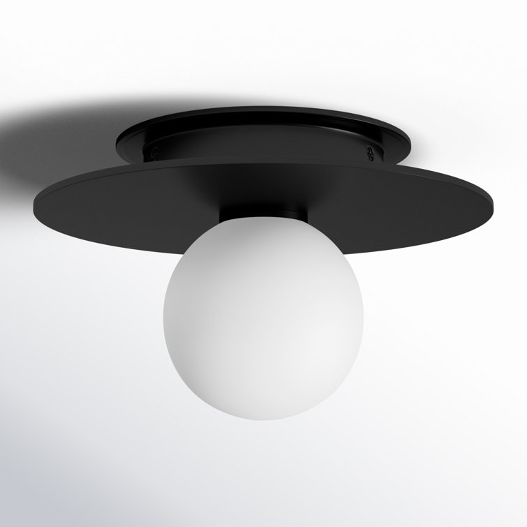 Modern Midnight Black Glass Globe LED Flush Mount Light