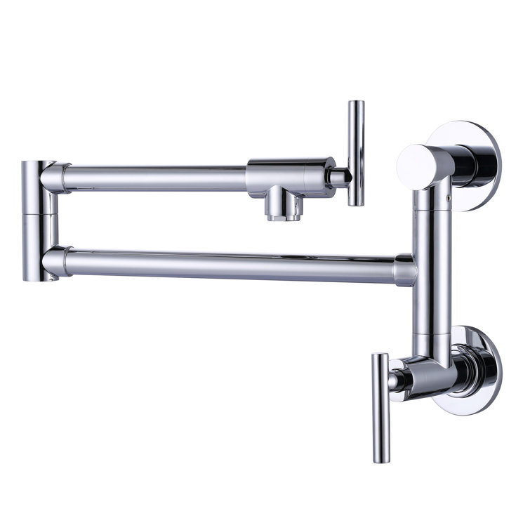 Polished Chrome Double Handle Wall Mounted Pot Filler