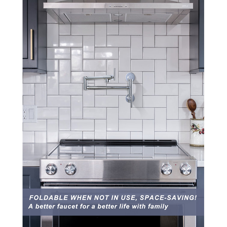 Polished Chrome Double Handle Wall Mounted Pot Filler