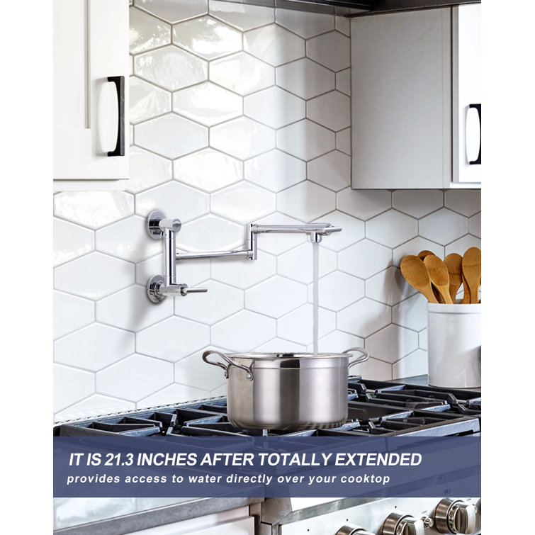 Polished Chrome Double Handle Wall Mounted Pot Filler