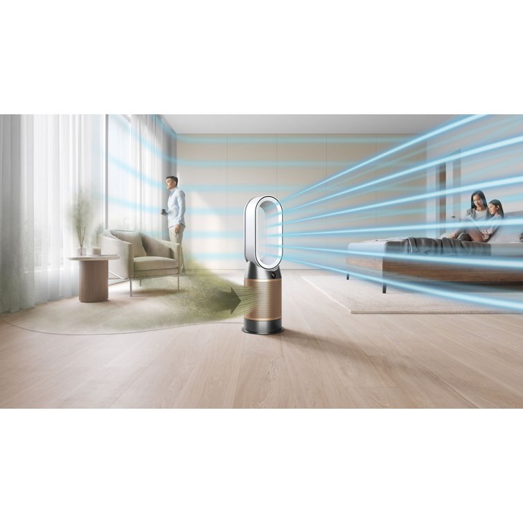 White and Gold Electric Air Purifier with Remote Control