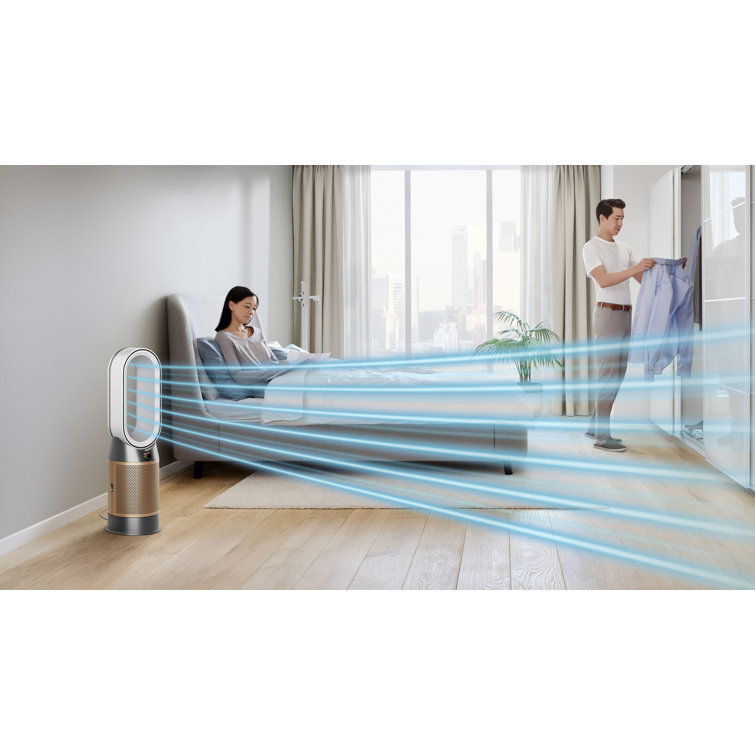 White and Gold Electric Air Purifier with Remote Control