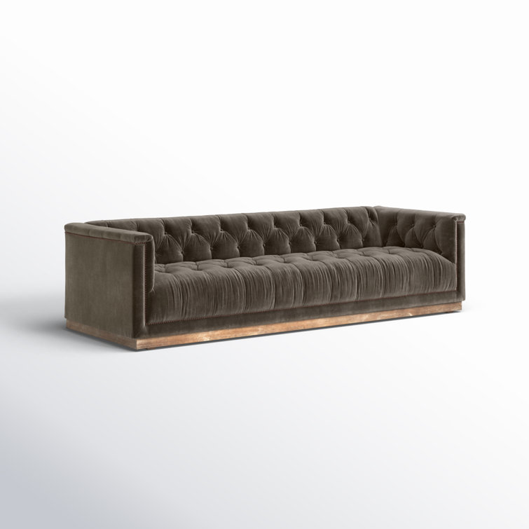 Maxx Contemporary Gray Velvet Sofa with Aged Bronze Accents