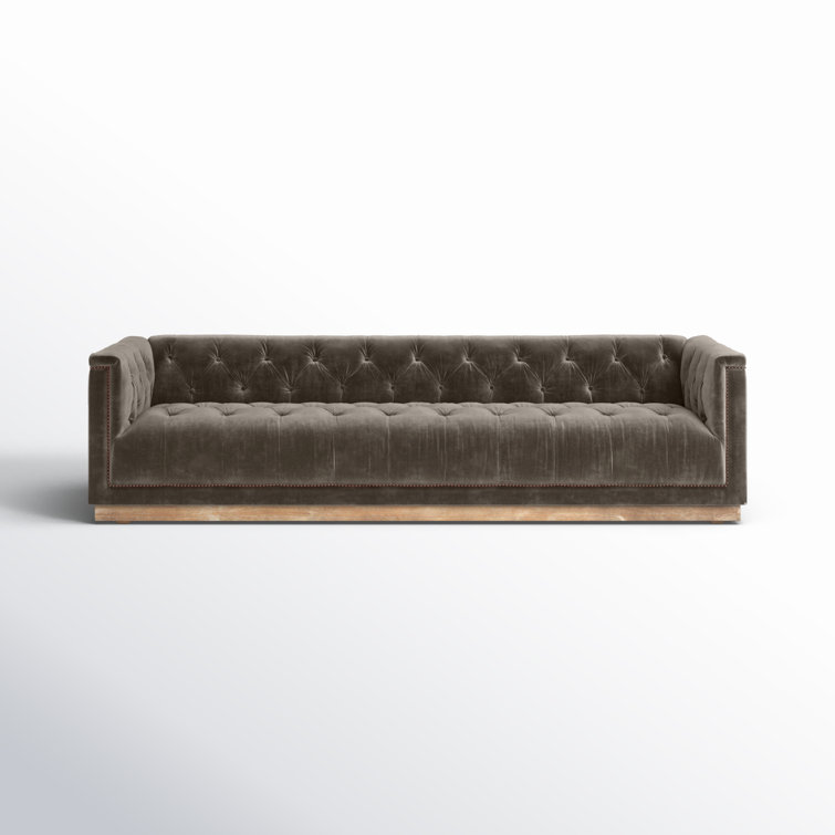 Maxx Contemporary Gray Velvet Sofa with Aged Bronze Accents