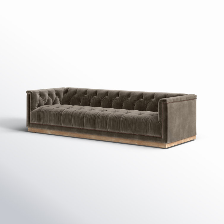 Maxx Contemporary Gray Velvet Sofa with Aged Bronze Accents