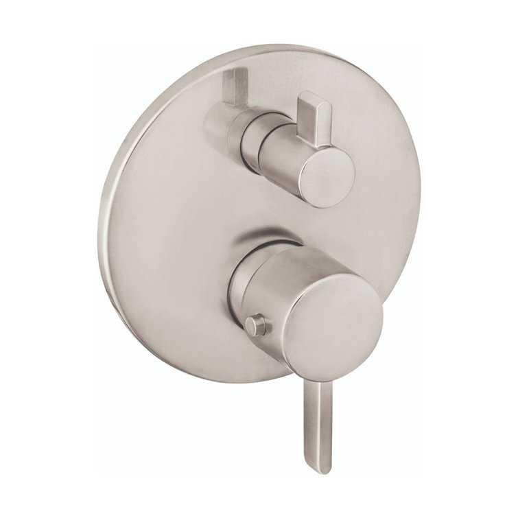 Brushed Nickel Modern Thermostatic Shower Trim with Lever