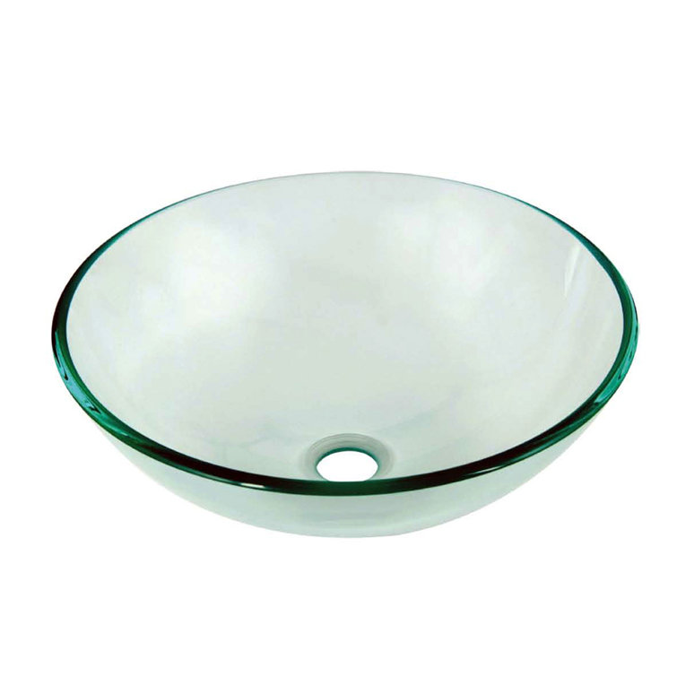 Clear Glass Round Above-Counter Vessel Sink