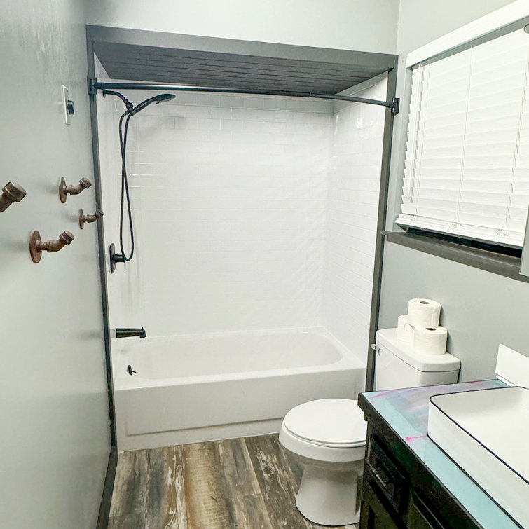Gloss White PVC Subway Tile Tub and Shower Wall Panels