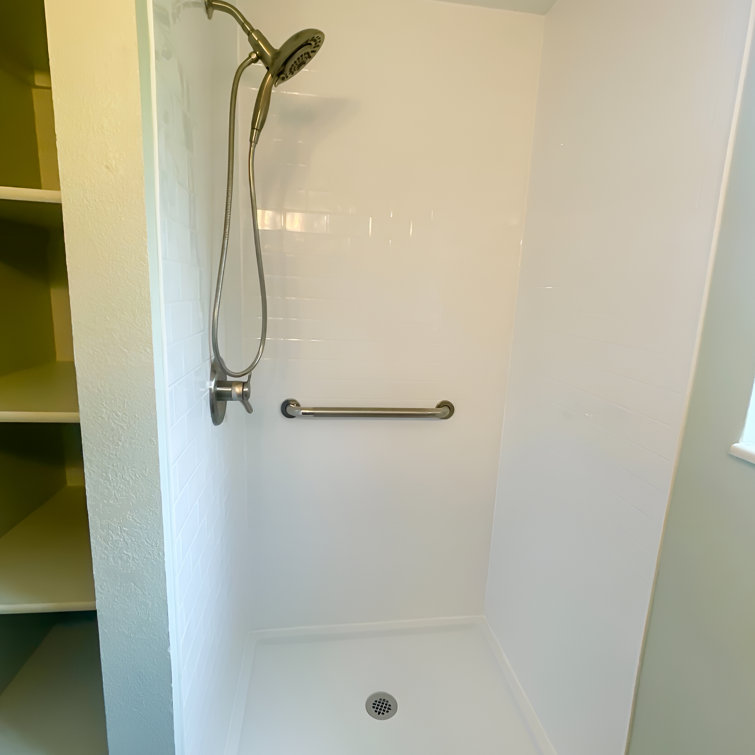 Gloss White PVC Subway Tile Tub and Shower Wall Panels