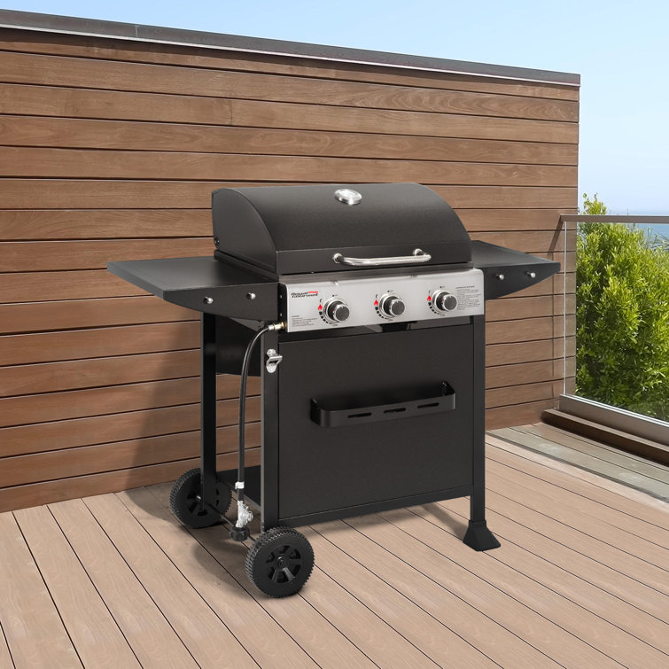Royal Gourmet 3-Burner Black Propane Gas Grill with Stainless Steel