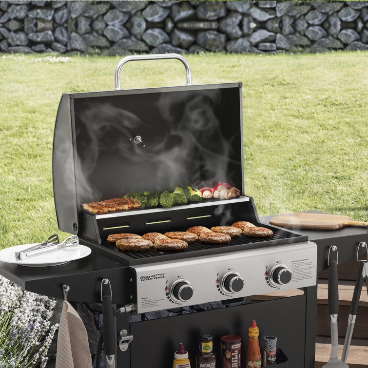 Royal Gourmet 3-Burner Black Propane Gas Grill with Stainless Steel
