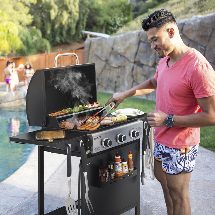 Royal Gourmet 3-Burner Black Propane Gas Grill with Stainless Steel